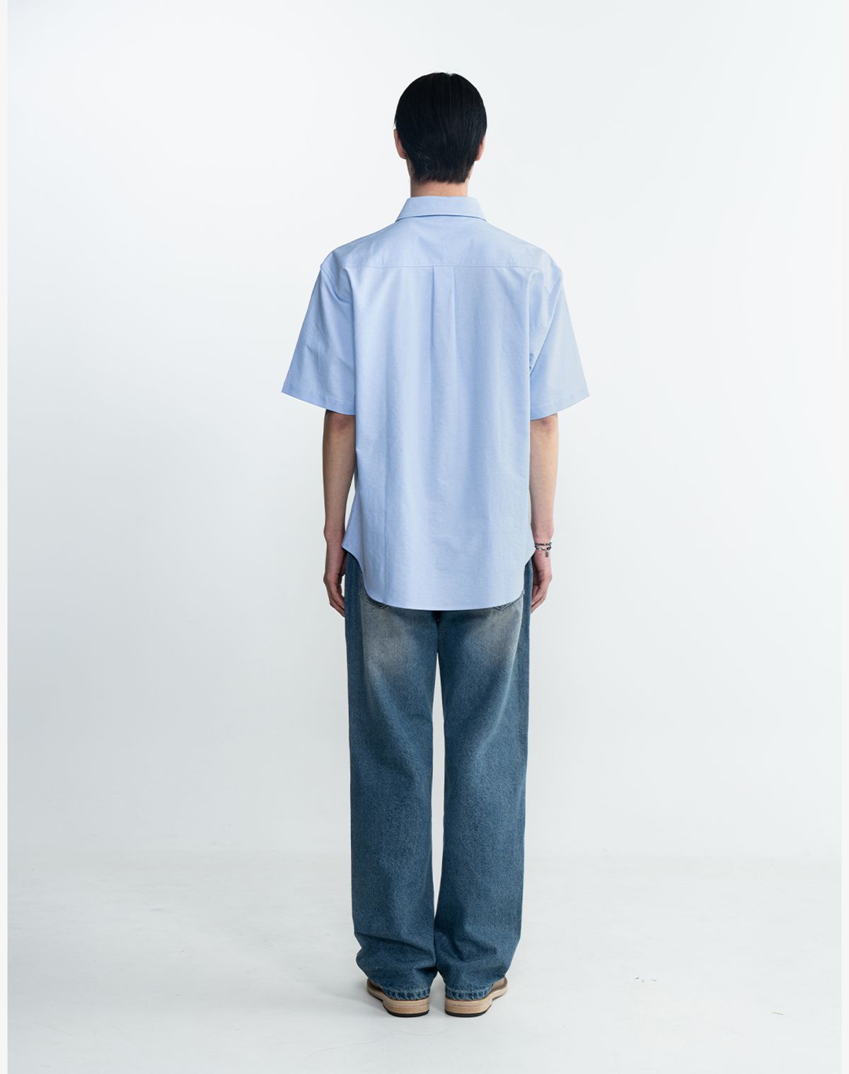 워크온바디오프(WORK ON BODY OFF) 노마드 오버핏 옥스포드 반팔셔츠 [스카이블루]