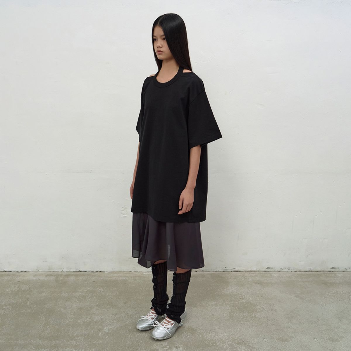 엘씨디씨티엠(LCDC™) FLARE LAYERED SKIRT (DARK GREY)