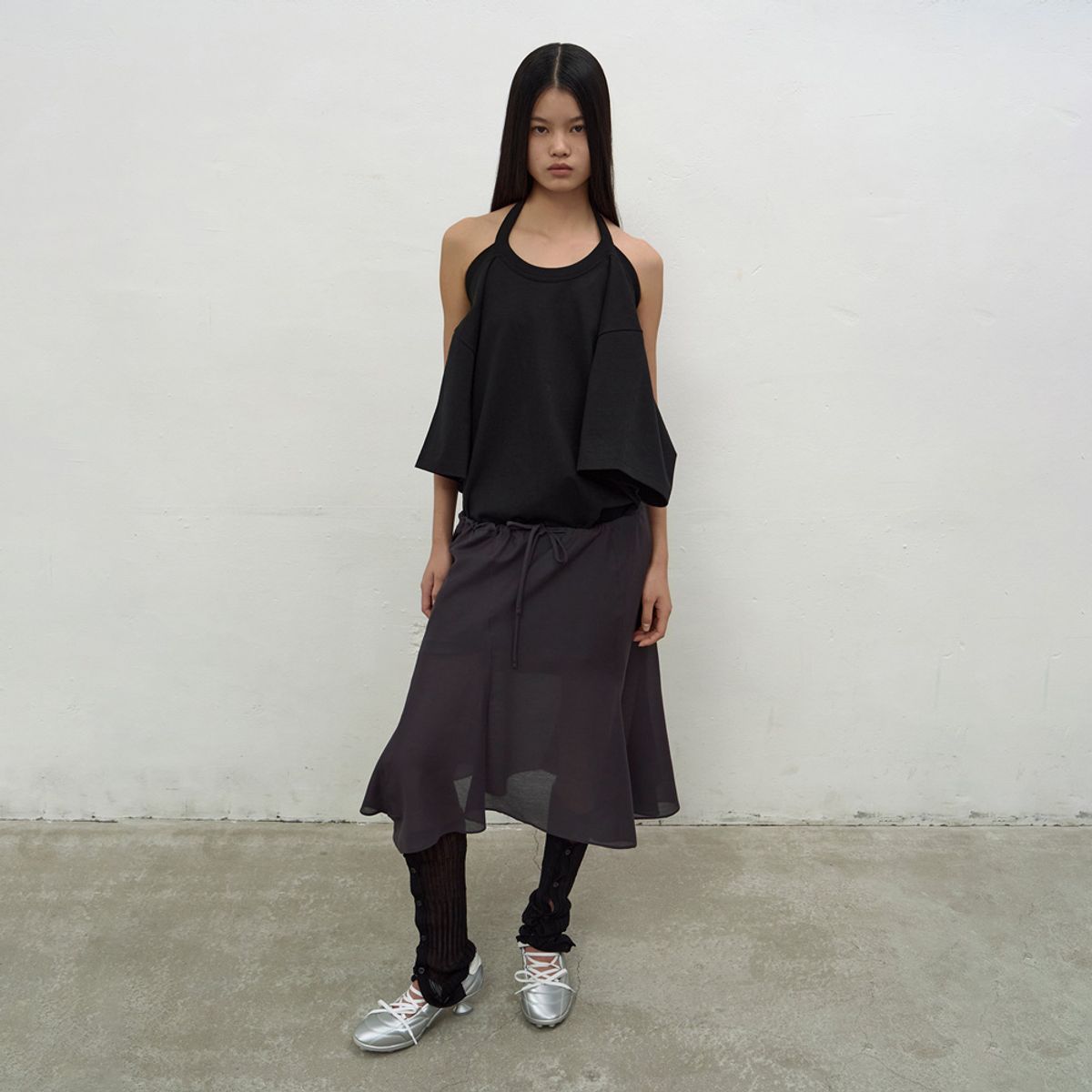 엘씨디씨티엠(LCDC™) FLARE LAYERED SKIRT (DARK GREY)