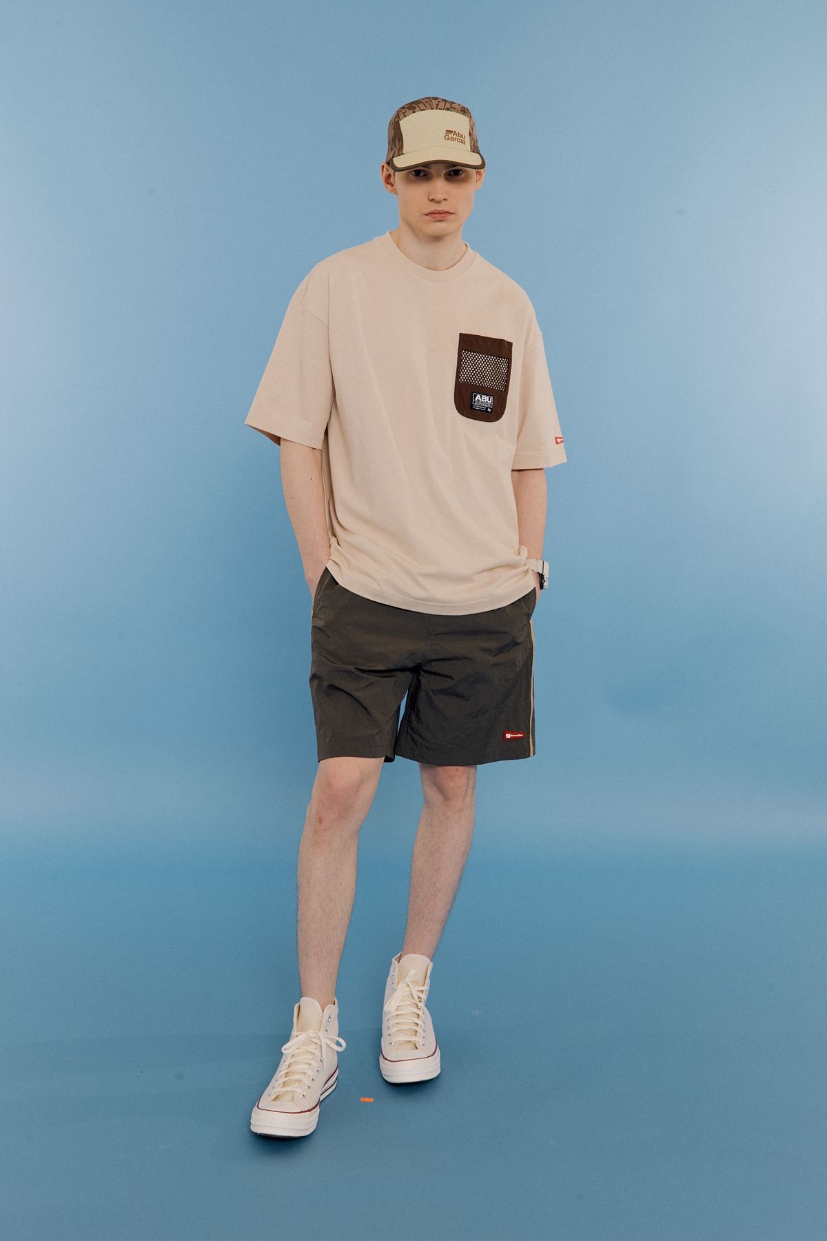 아부가르시아(ABU GARCIA) 메쉬 포켓 반팔티 LIGHT BEIGE