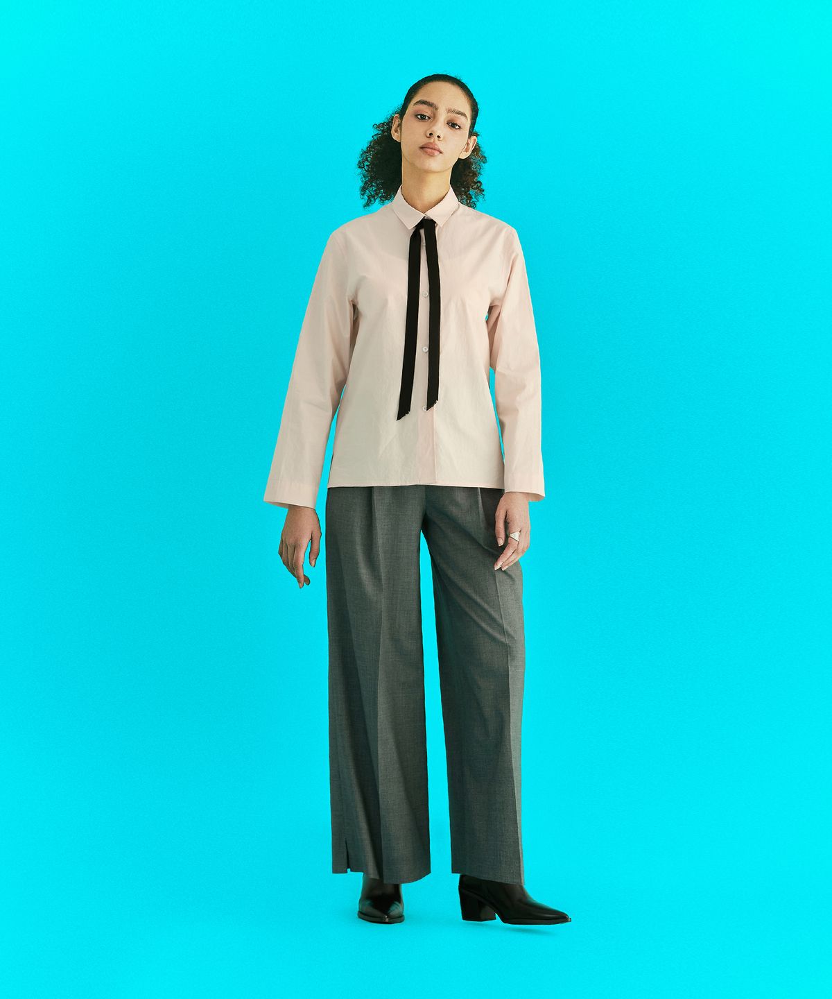 에르에르(ERER) Single Pleat Wide Slacks Gray