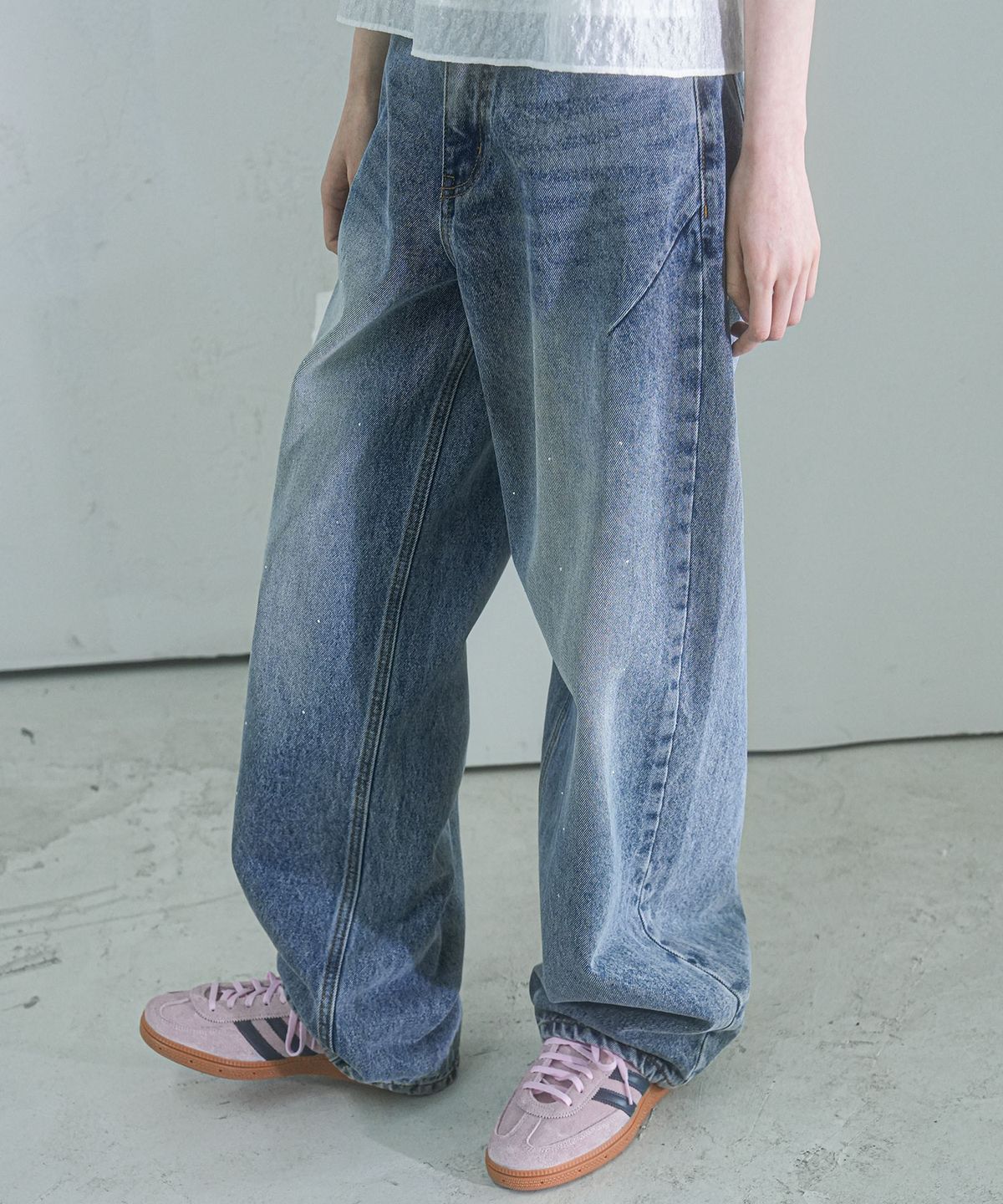 비바셔스(VIVACIOUS) Beads Baggy Denim Pants BLUE