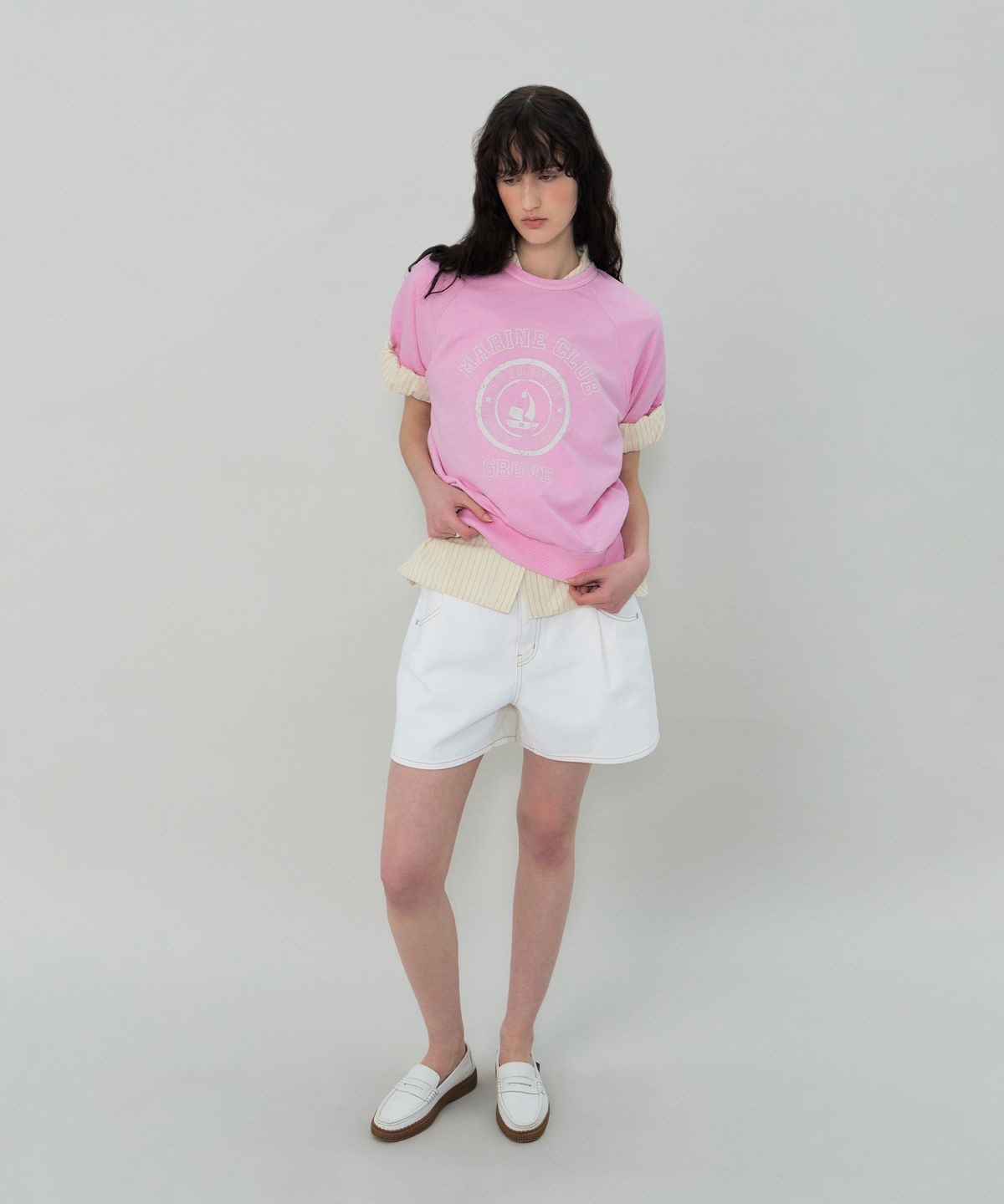 그로브(GROVE) GROVE MARINE CLUB T-SHIRT (PINK)