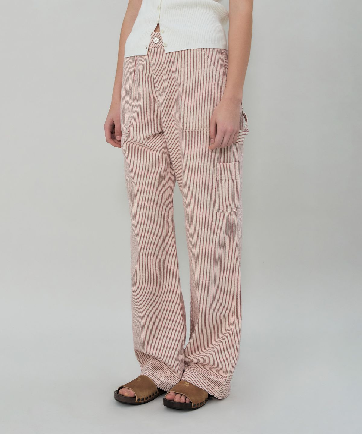 그로브(GROVE) CORA STRIPE WORK PANTS (RED)