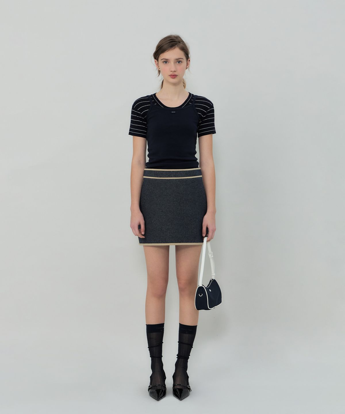 그로브(GROVE) BAILEY HALF SLEEVE KNIT (NAVY)