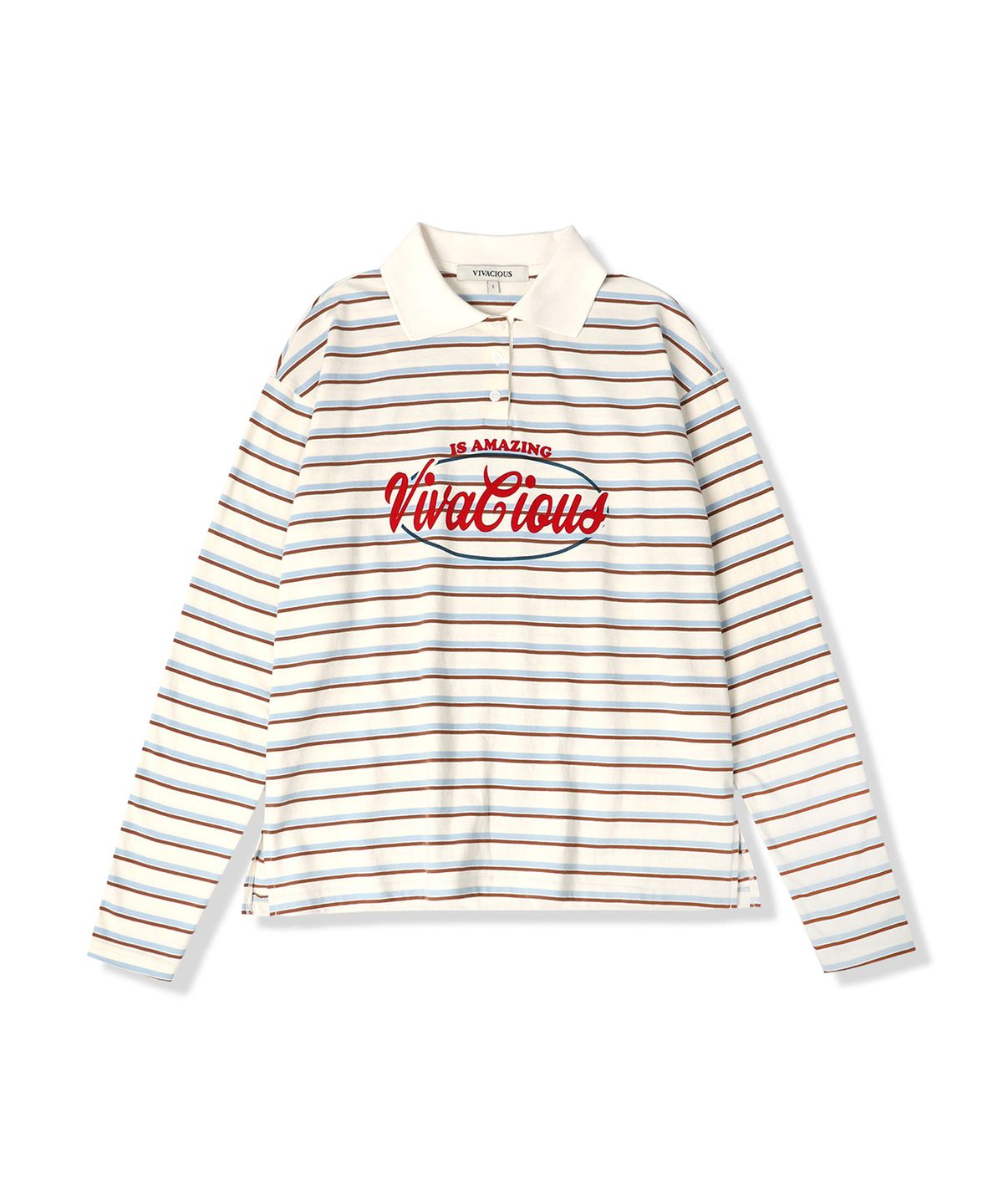 비바셔스(VIVACIOUS) Amazing Stripe Rugby Long Tee RED