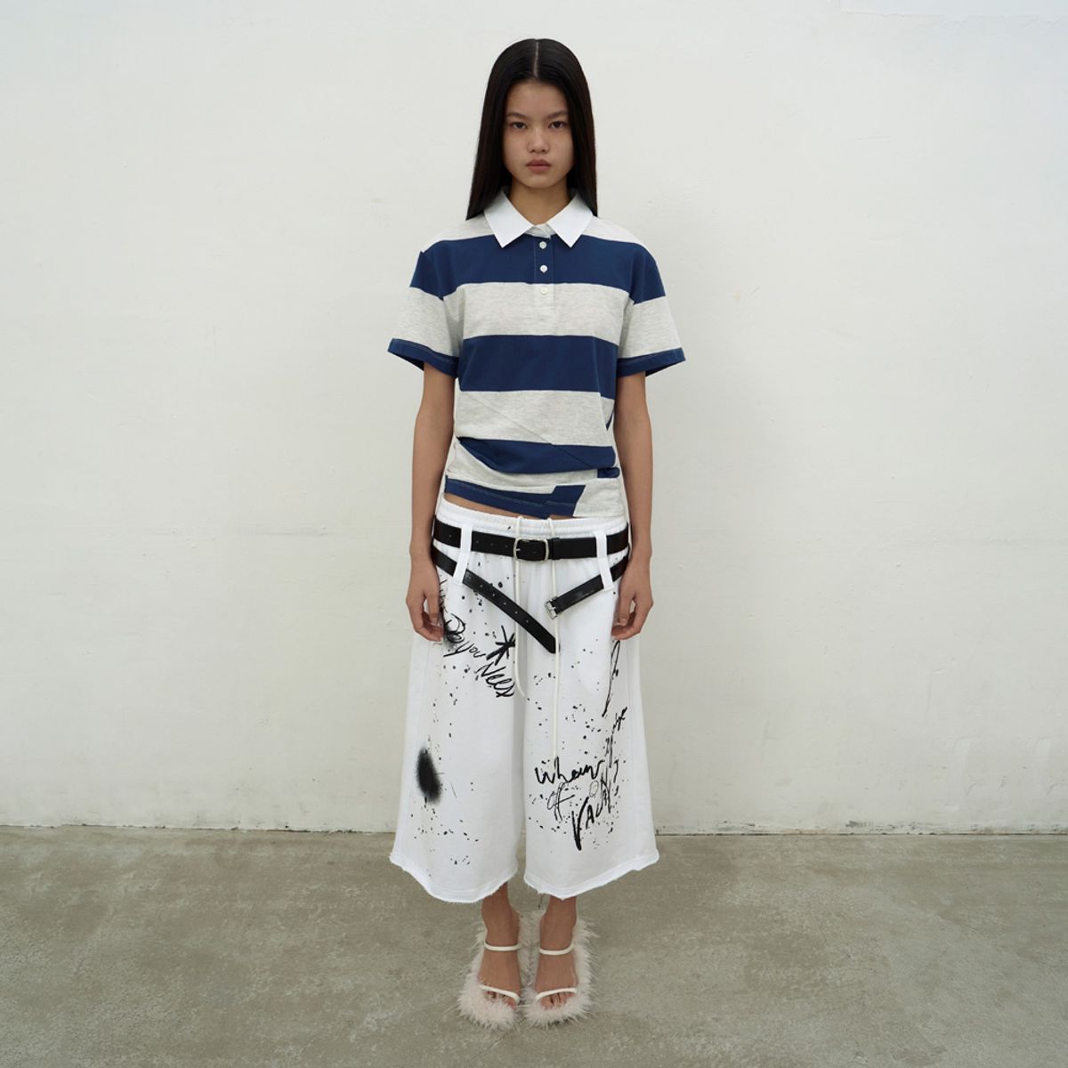 엘씨디씨티엠(LCDC™) PRINTED BERMUDA SWEATPANTS (WHITE)