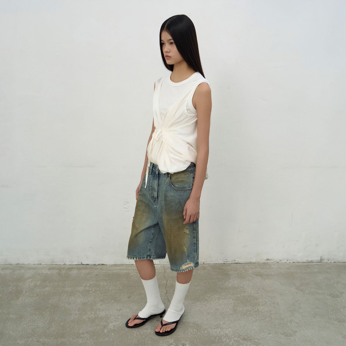 엘씨디씨티엠(LCDC™) WASHED BLUE DENIM SHORTS (BLUE)