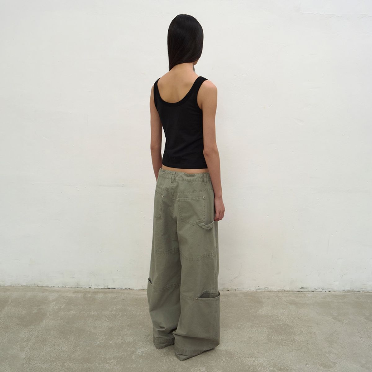 엘씨디씨티엠(LCDC™) WASHED STRING WIDE-LEG TROUSERS (KHAKI)