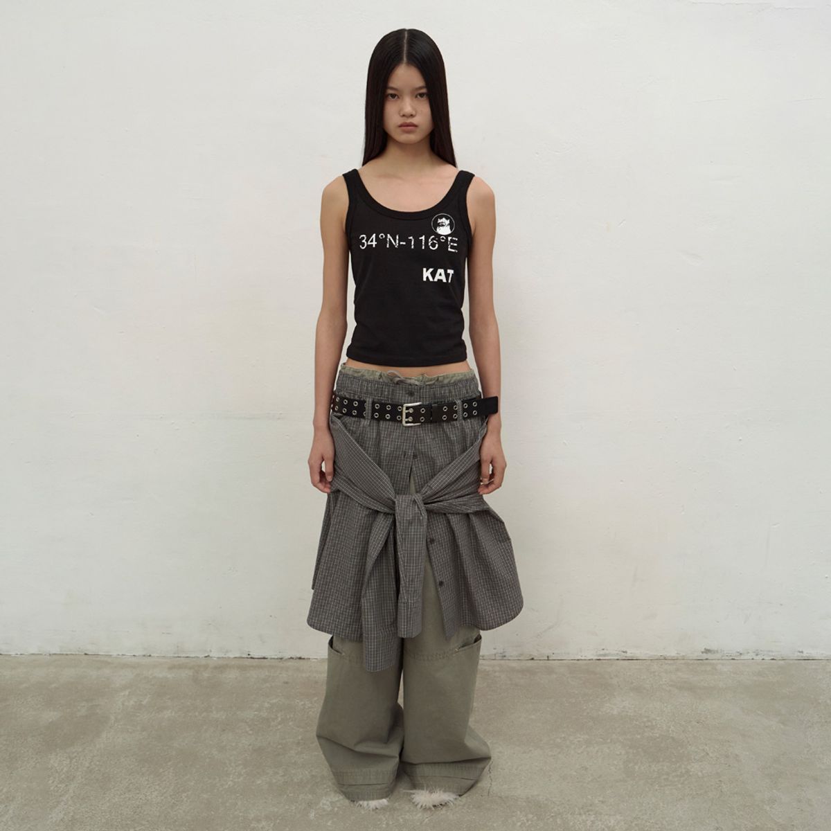 엘씨디씨티엠(LCDC™) WASHED STRING WIDE-LEG TROUSERS (KHAKI)