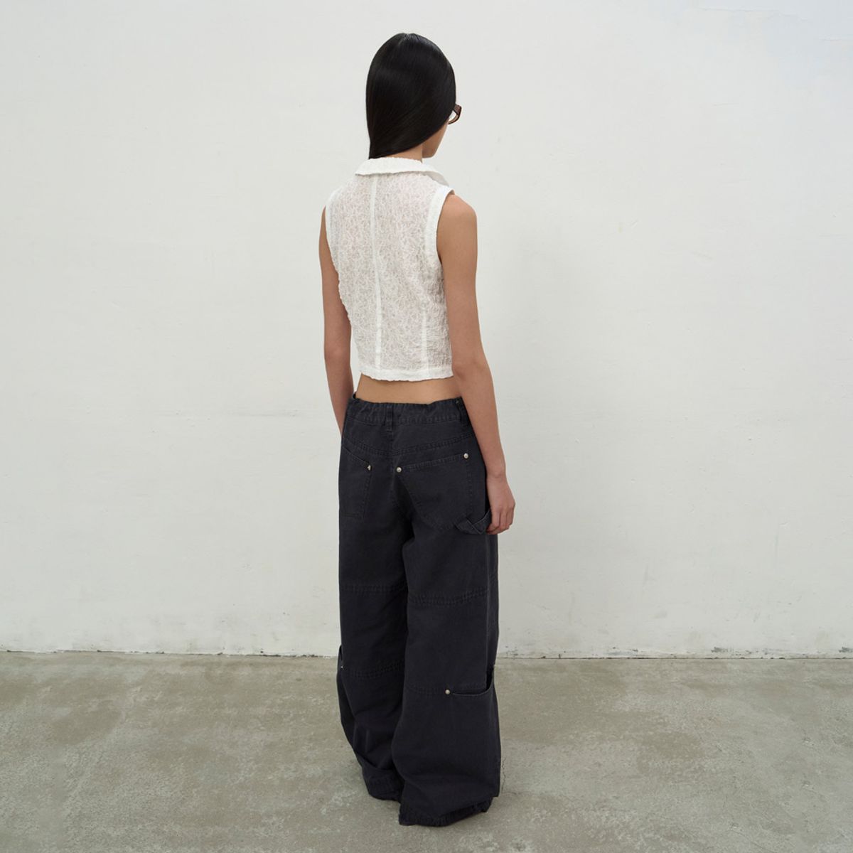 엘씨디씨티엠(LCDC™) WASHED STRING WIDE-LEG TROUSERS (DARK GREY)