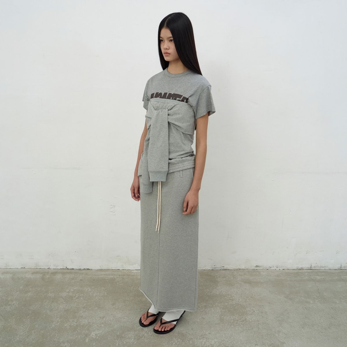 엘씨디씨티엠(LCDC™) BUSTIER DETAIL JERSEY TOP (MELANGE GREY)