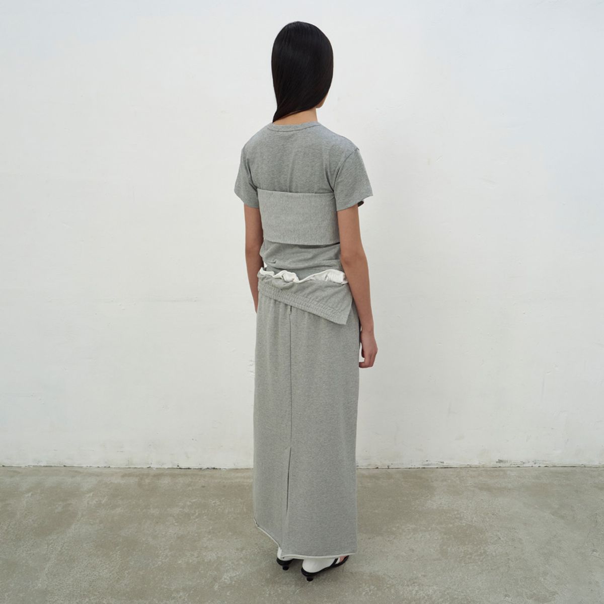 엘씨디씨티엠(LCDC™) BUSTIER DETAIL JERSEY TOP (MELANGE GREY)
