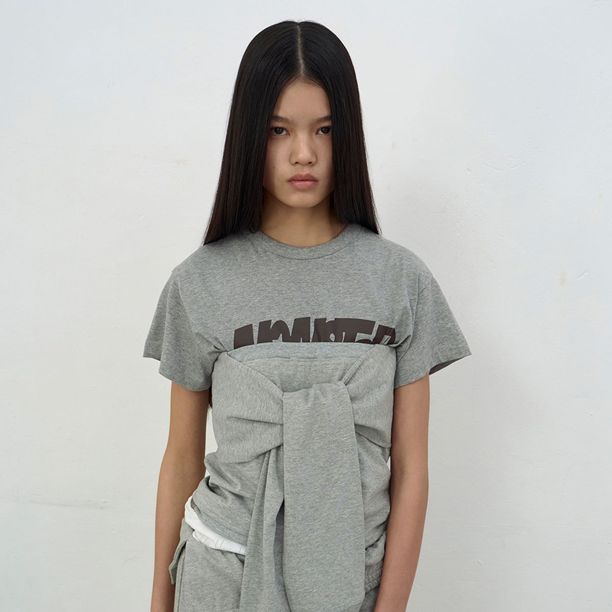 엘씨디씨티엠(LCDC™) BUSTIER DETAIL JERSEY TOP (MELANGE GREY)