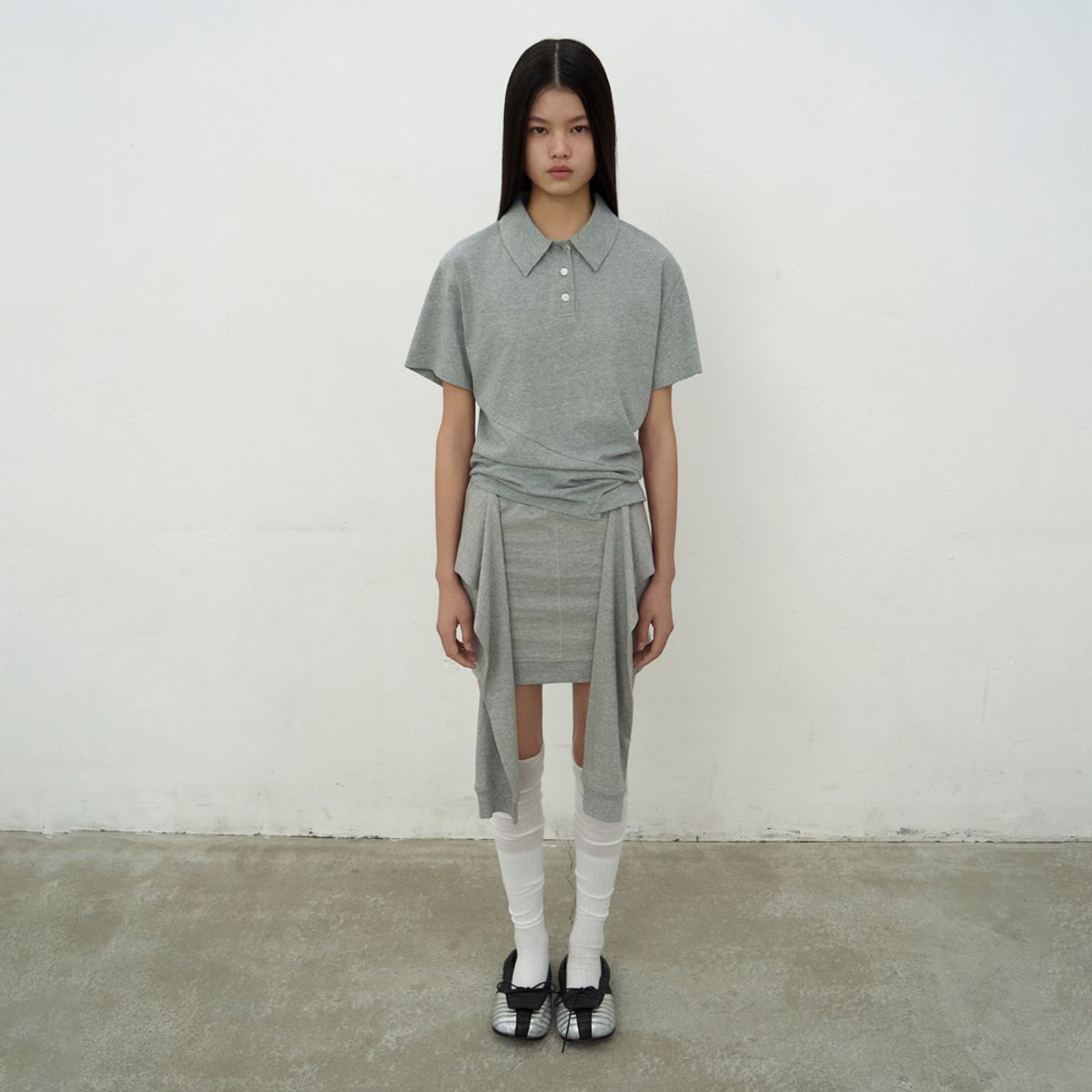 엘씨디씨티엠(LCDC™) BUSTIER DETAIL JERSEY TOP (MELANGE GREY)