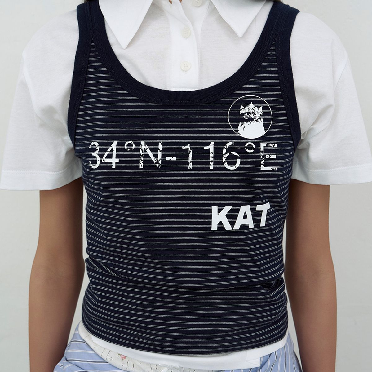 엘씨디씨티엠(LCDC™) KAT PRINT SLIM TANK TOP (NAVY)