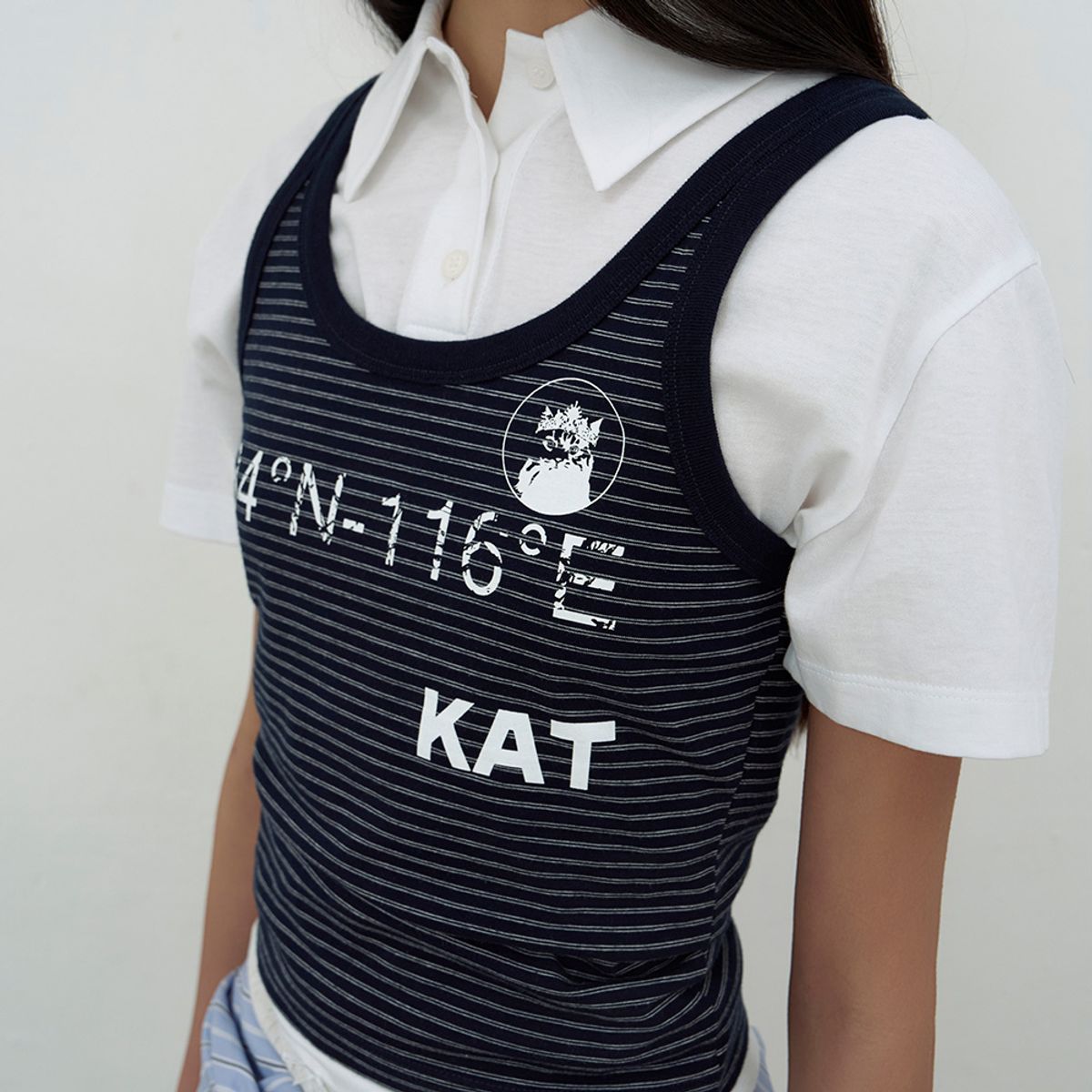 엘씨디씨티엠(LCDC™) KAT PRINT SLIM TANK TOP (NAVY)