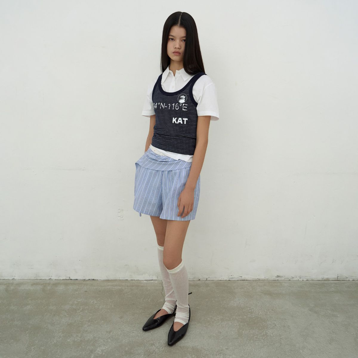 엘씨디씨티엠(LCDC™) KAT PRINT SLIM TANK TOP (NAVY)