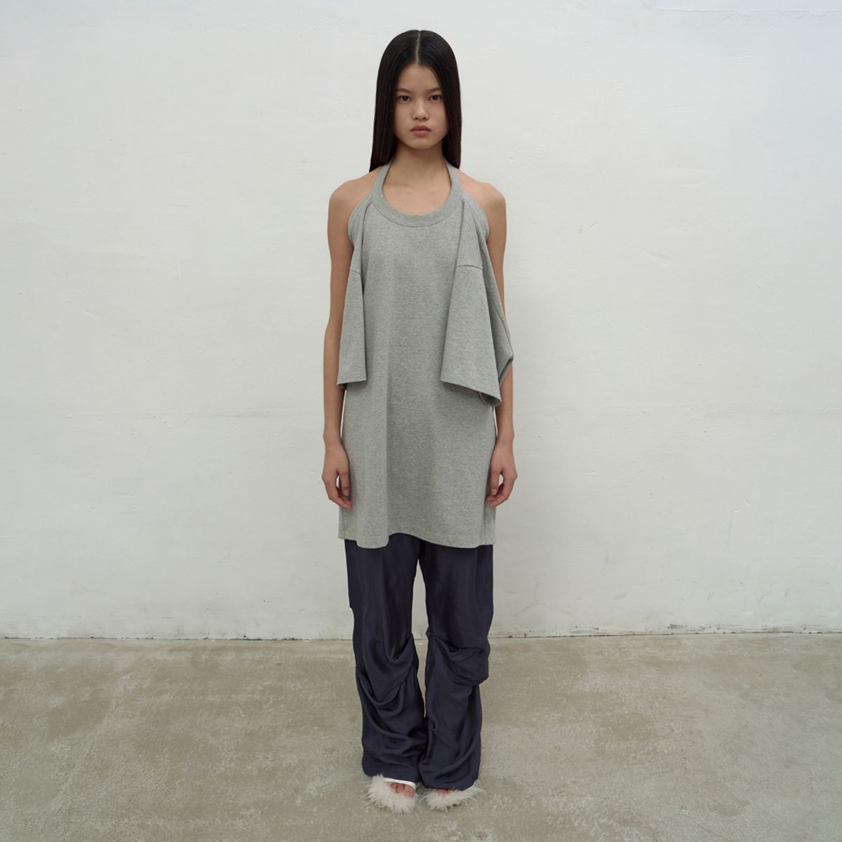 엘씨디씨티엠(LCDC™) HALTERNECK OVERSIZED T-SHIRT (MELANGE GREY)