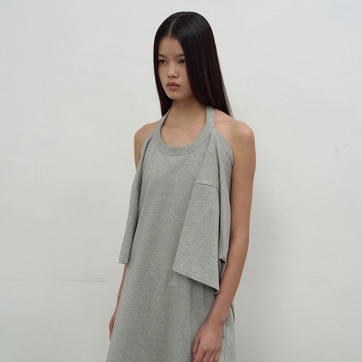 엘씨디씨티엠(LCDC™) HALTERNECK OVERSIZED T-SHIRT (MELANGE GREY)