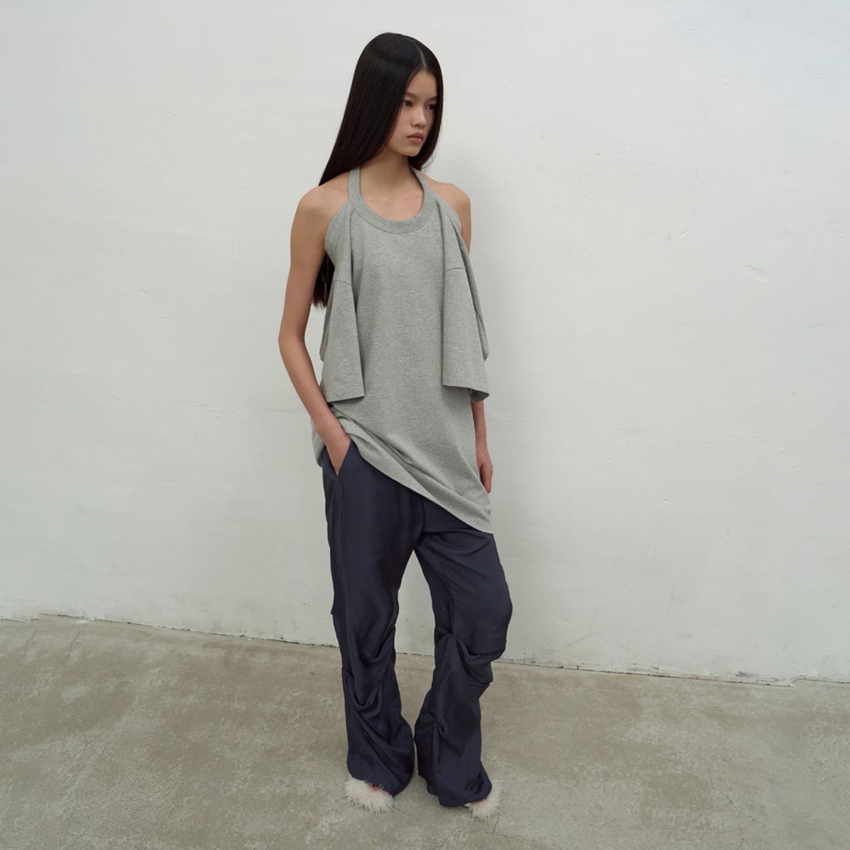 엘씨디씨티엠(LCDC™) HALTERNECK OVERSIZED T-SHIRT (MELANGE GREY)