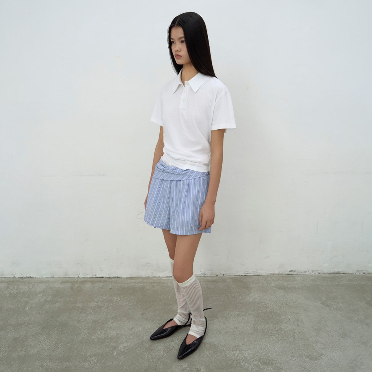 엘씨디씨티엠(LCDC™) OPEN COLLAR TOP (WHITE)