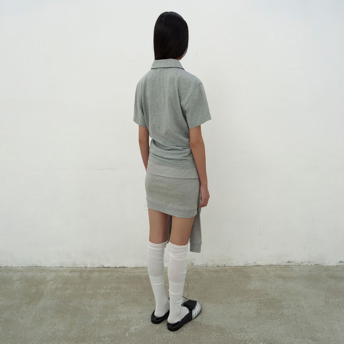 엘씨디씨티엠(LCDC™) OPEN COLLAR TOP (MELANGE GREY)
