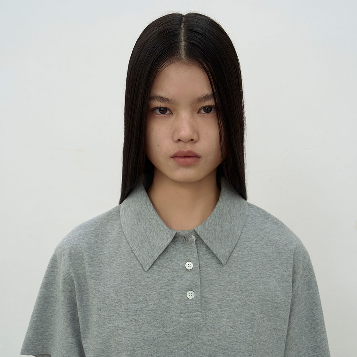 엘씨디씨티엠(LCDC™) OPEN COLLAR TOP (MELANGE GREY)