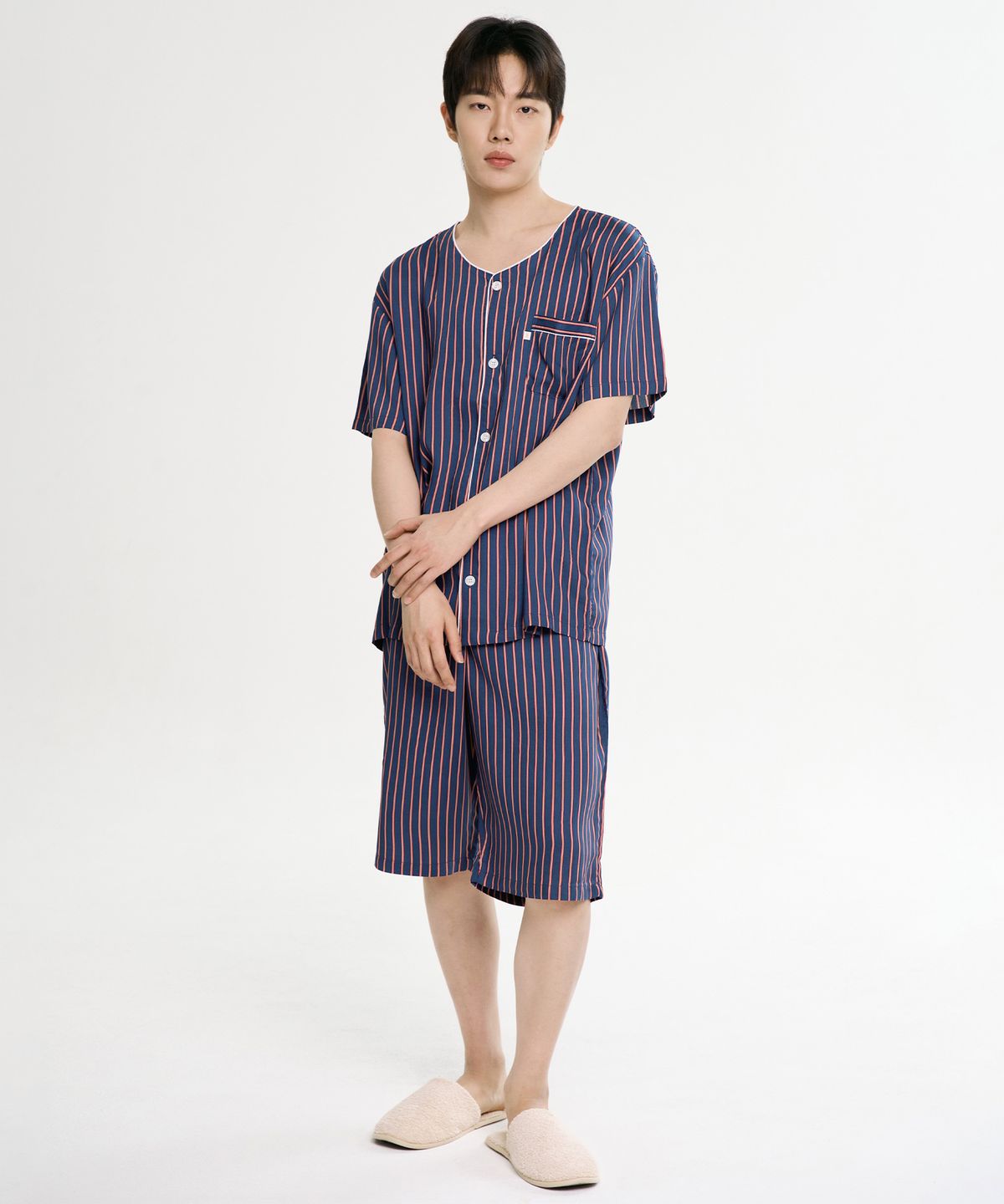 메이플라워(MAY FLOWER) 오렌지ST 반팔 레이온 남성 빅사이즈 잠옷 세트