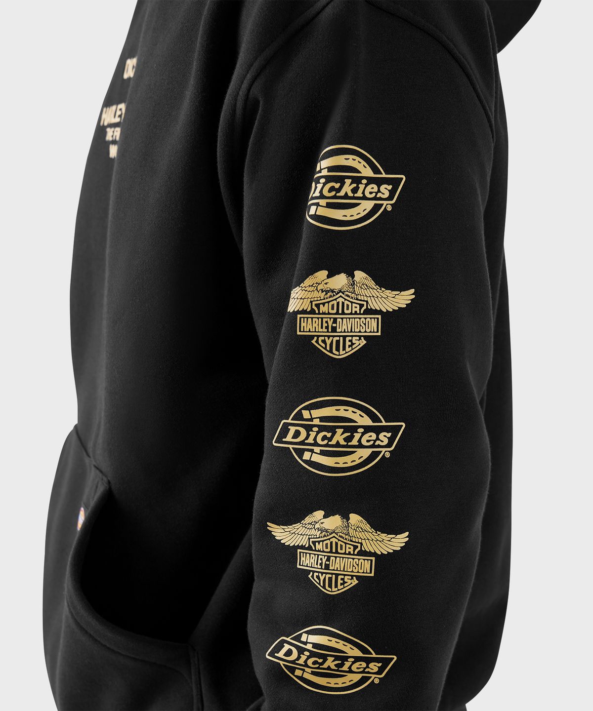 디키즈(DICKIES) X 할리데이비슨 이글 후드 Black