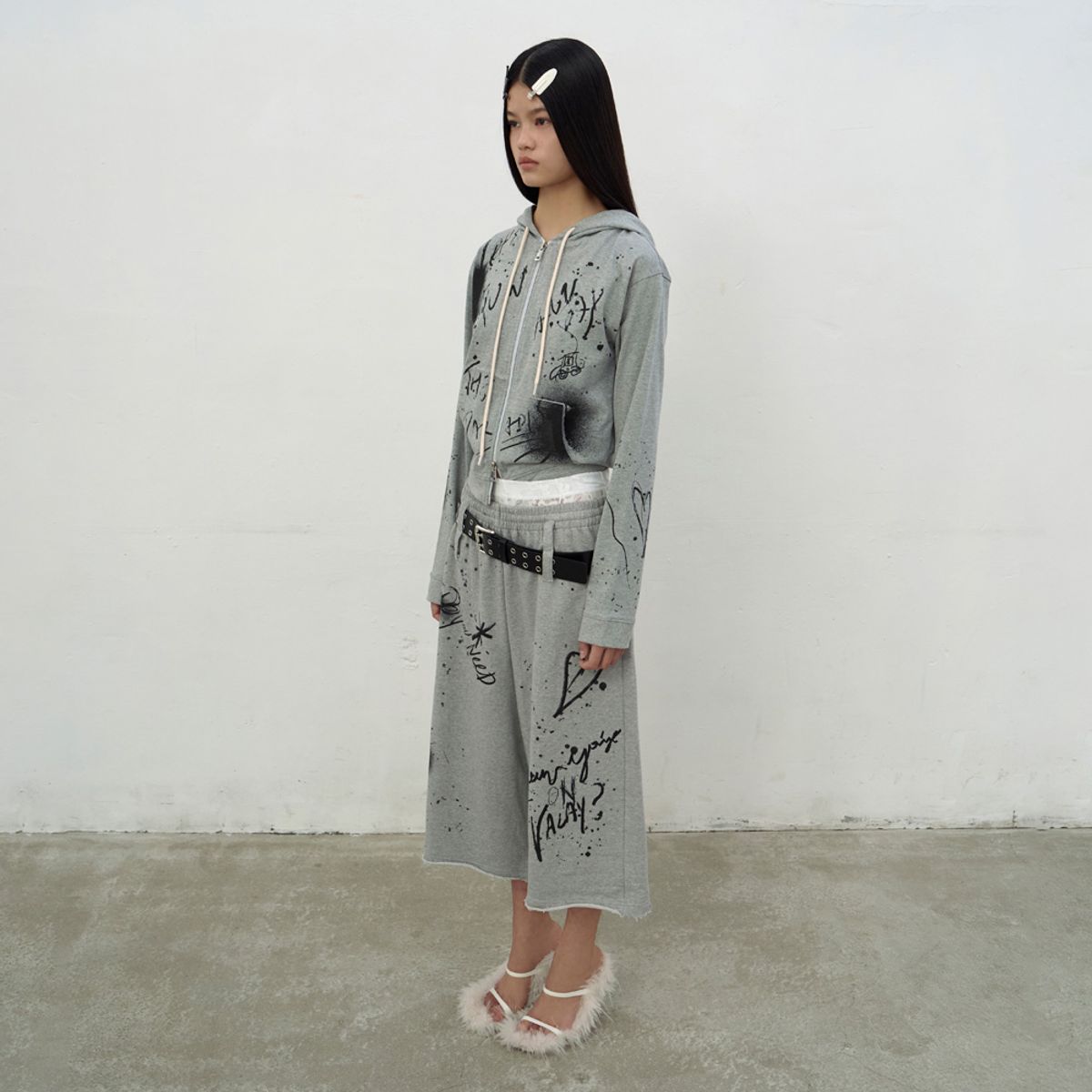 엘씨디씨티엠(LCDC™) PRINTED HOODIE ZIP-UP (GREY)