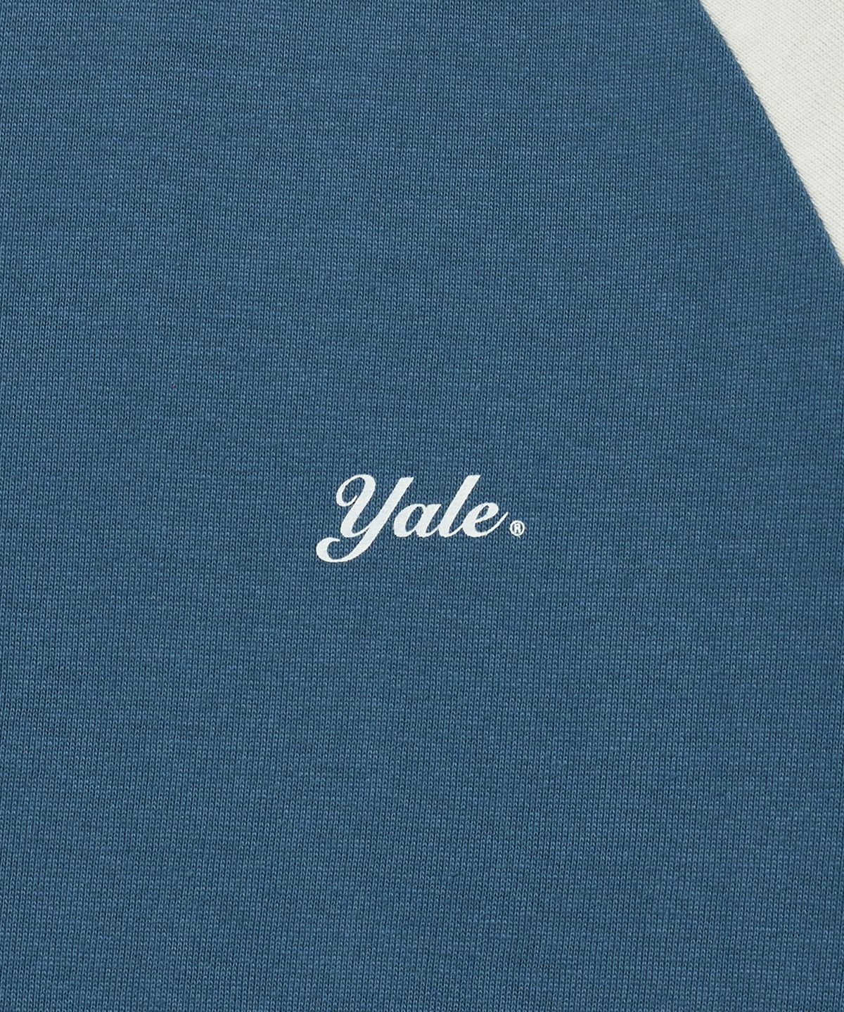 예일(YALE) 우먼즈 크롭 래글런 링거 티셔츠_블루