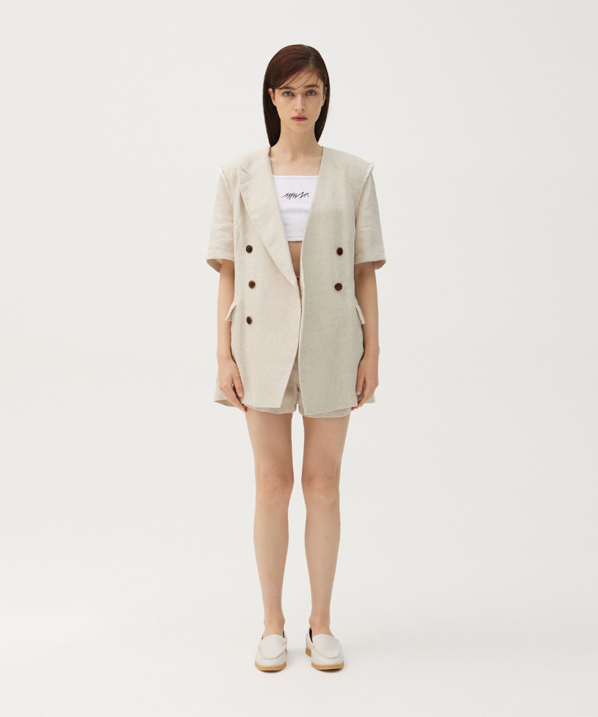 므아므(MMAM) Linen half sleeve origami blazer