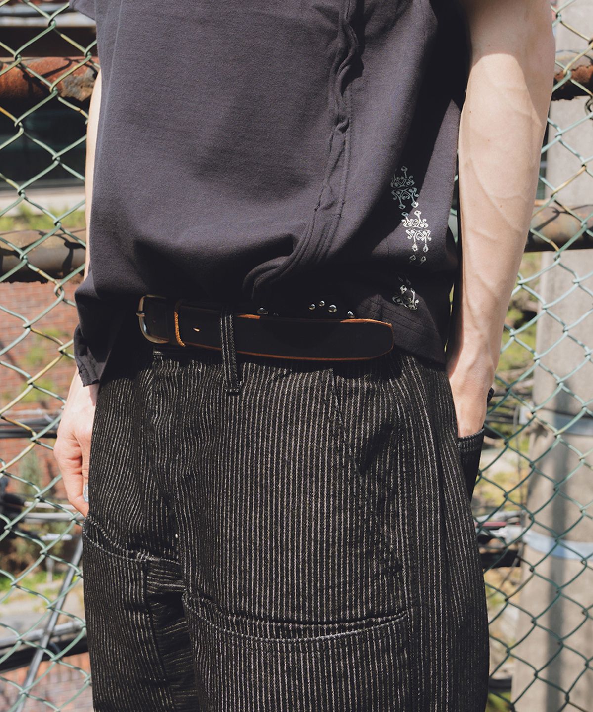 카락터(KARACTOR) Stripe denim pants / Black