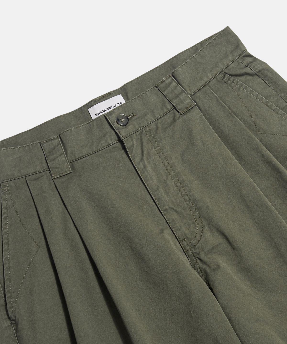 에스피오나지(ESPIONAGE) Double Pleats Chino Shorts Grey Olive