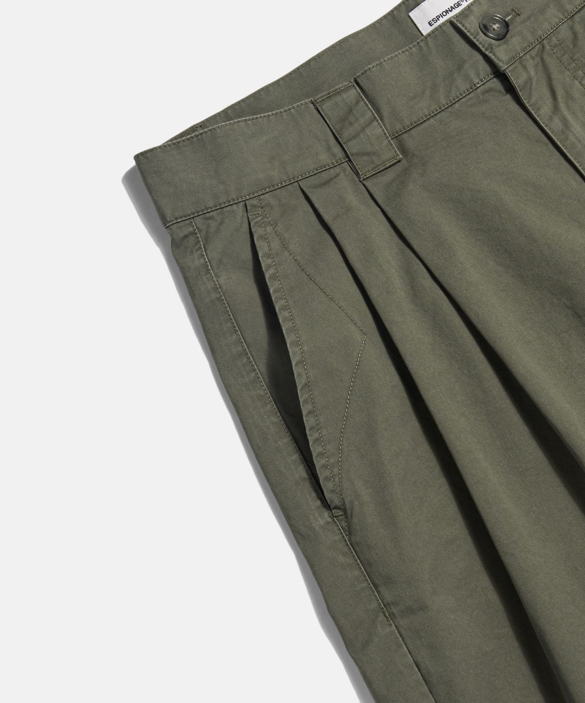 에스피오나지(ESPIONAGE) Double Pleats Chino Shorts Grey Olive