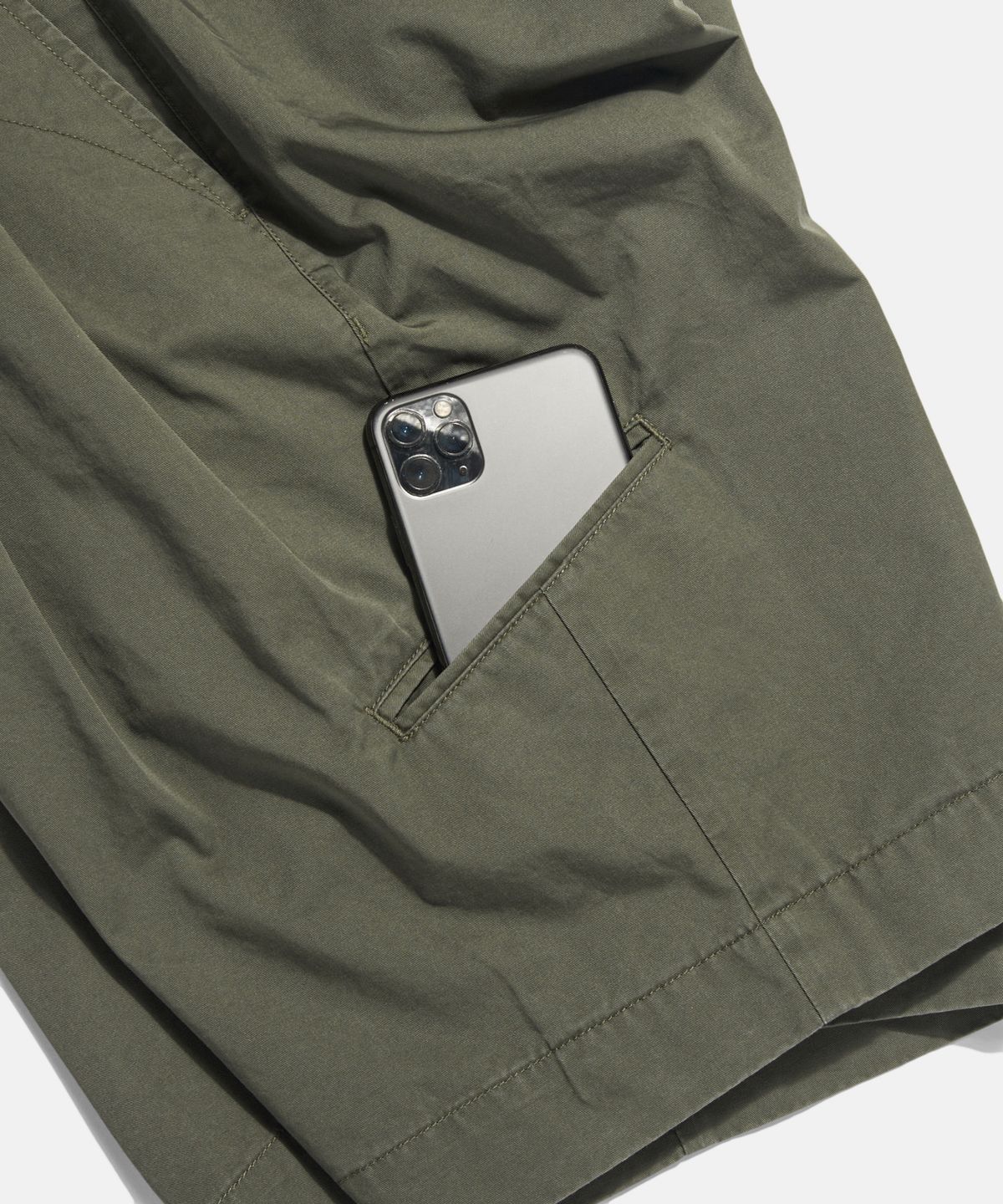 에스피오나지(ESPIONAGE) Double Pleats Chino Shorts Grey Olive