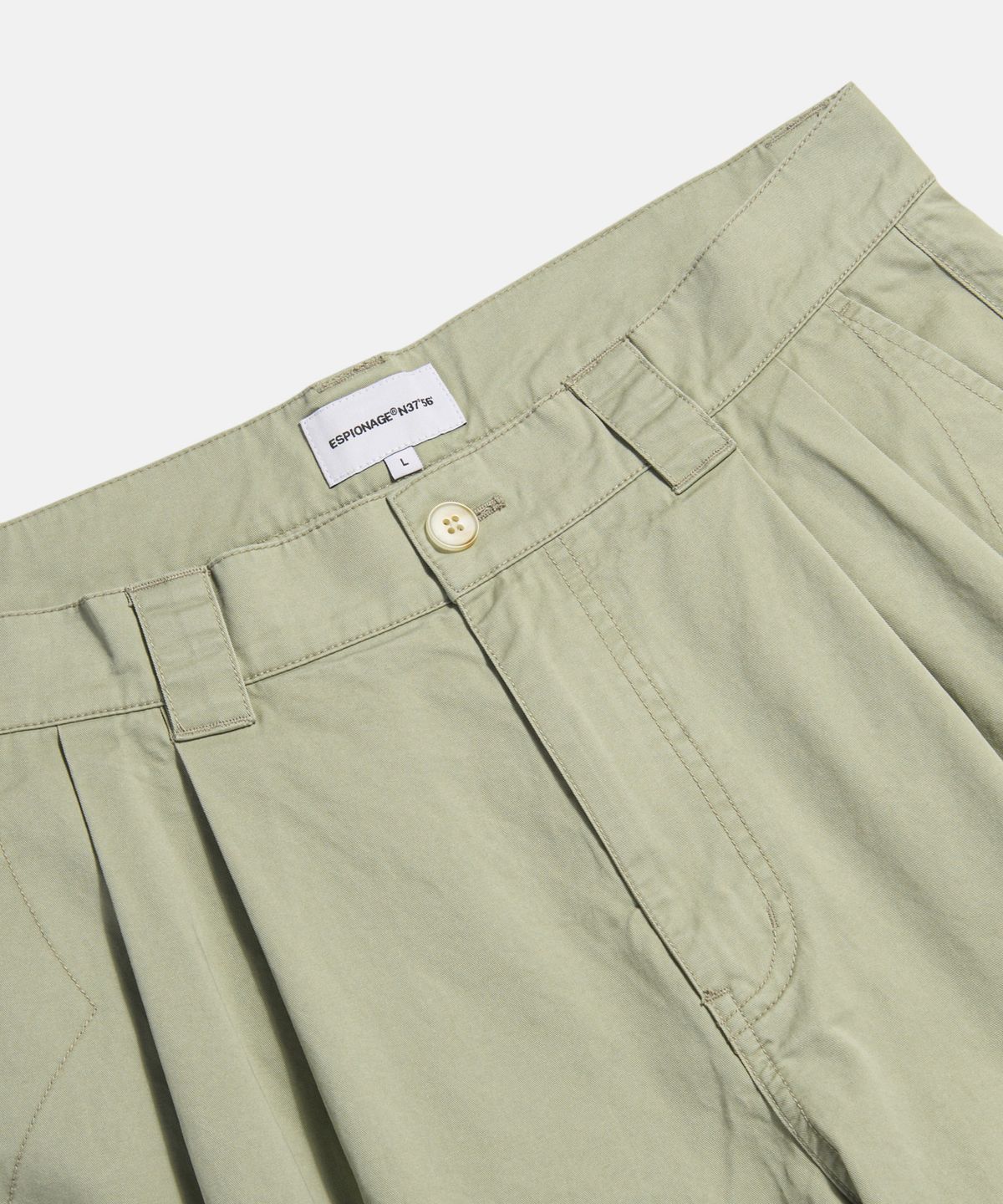 에스피오나지(ESPIONAGE) Double Pleats Chino Shorts Khaki Beige