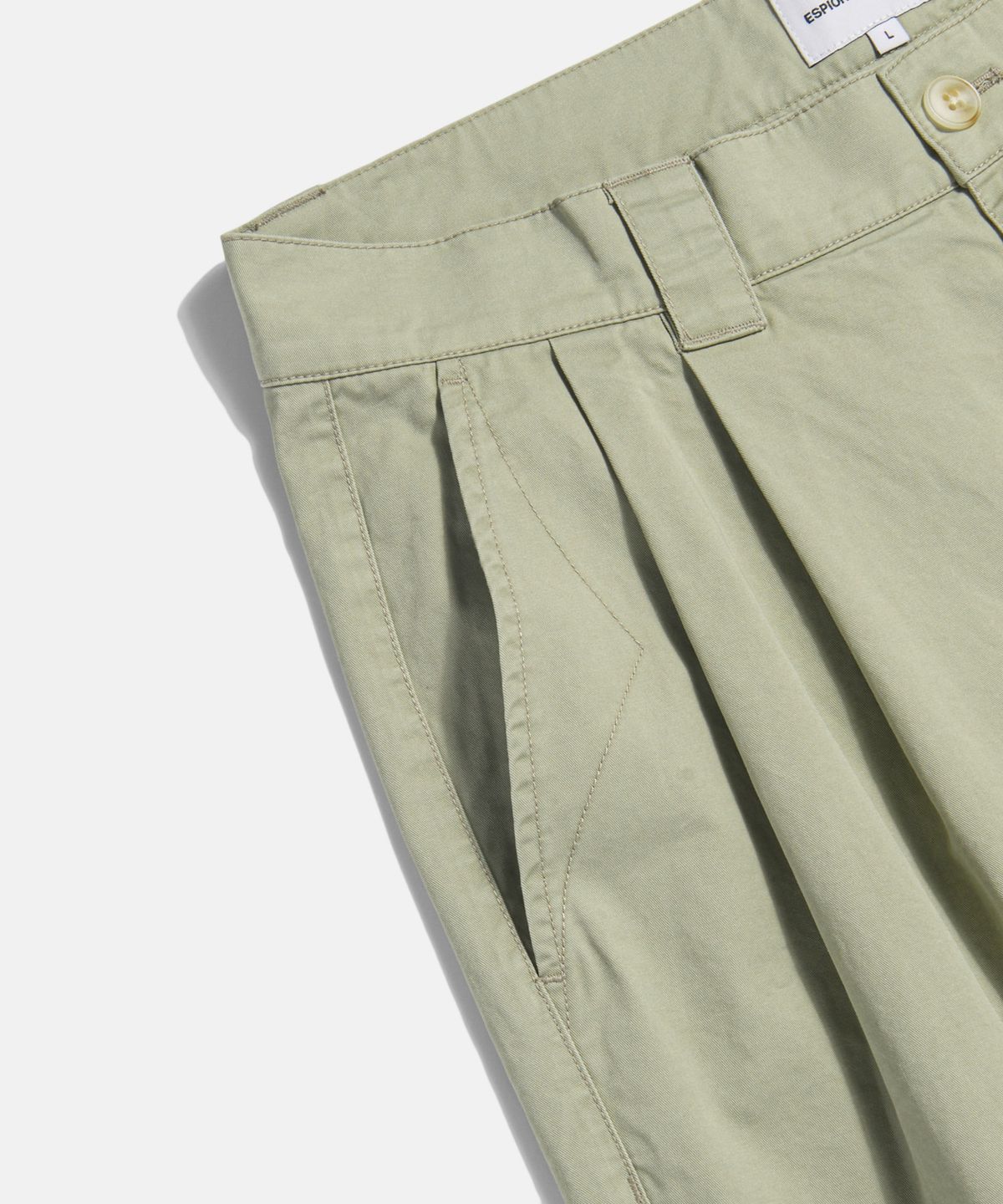 에스피오나지(ESPIONAGE) Double Pleats Chino Shorts Khaki Beige