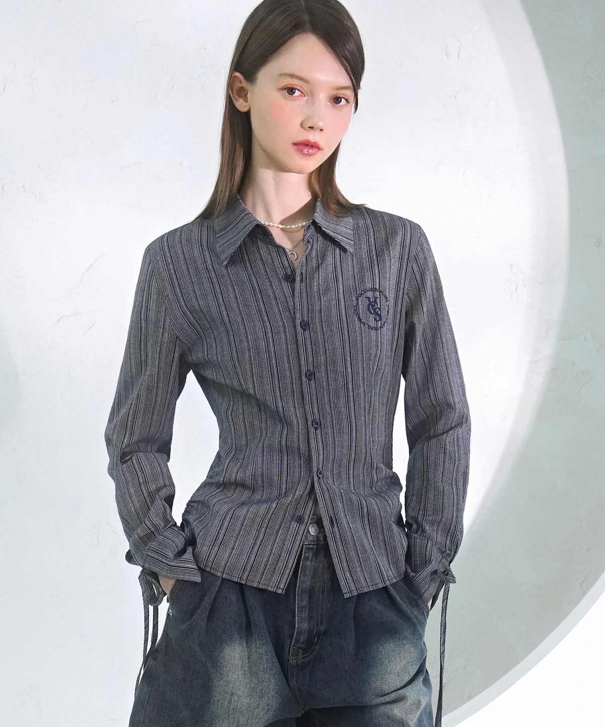 비바셔스(VIVACIOUS) Sweet Ribbon Shirring Shirt_5Colors