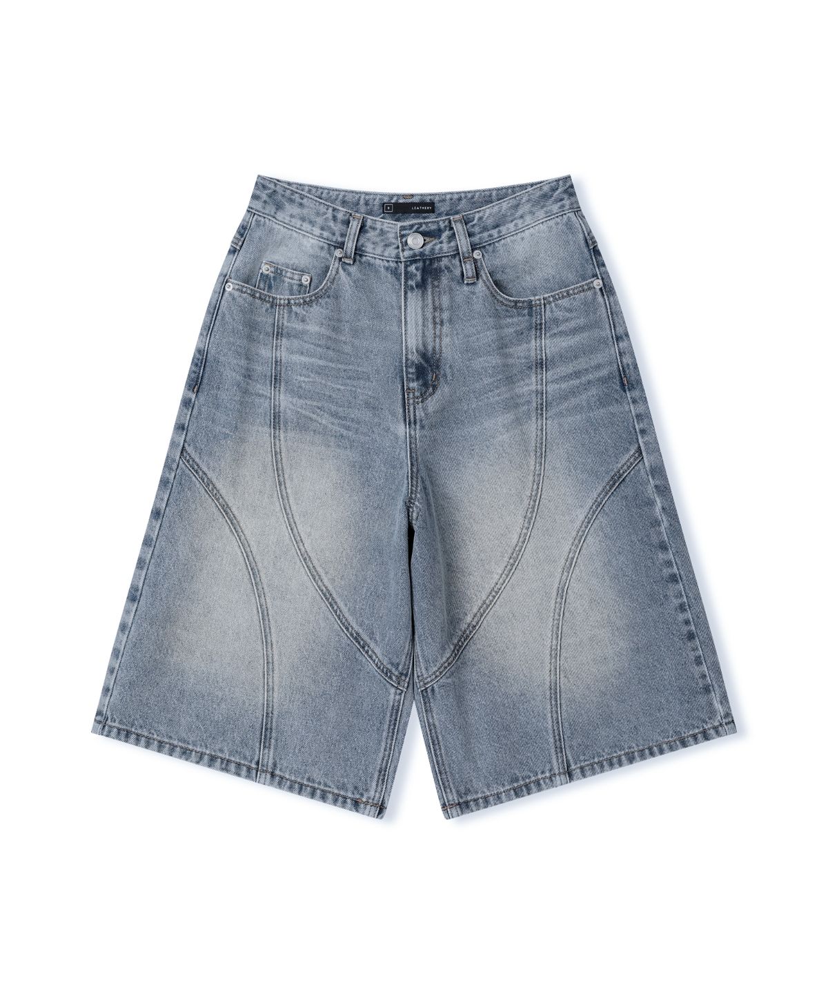 레더리(LEATHERY) 덩크 워시드 버뮤다 데님 팬츠 [SAND BLACK]