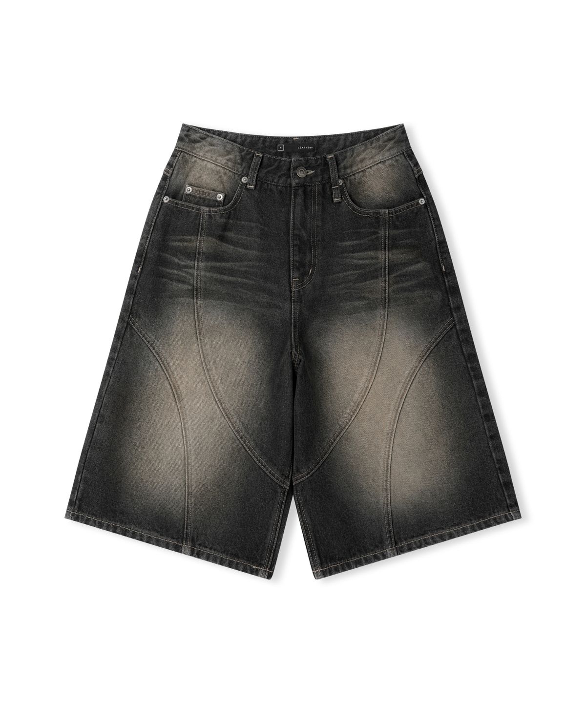 레더리(LEATHERY) 덩크 워시드 버뮤다 데님 팬츠 [SAND BLACK]