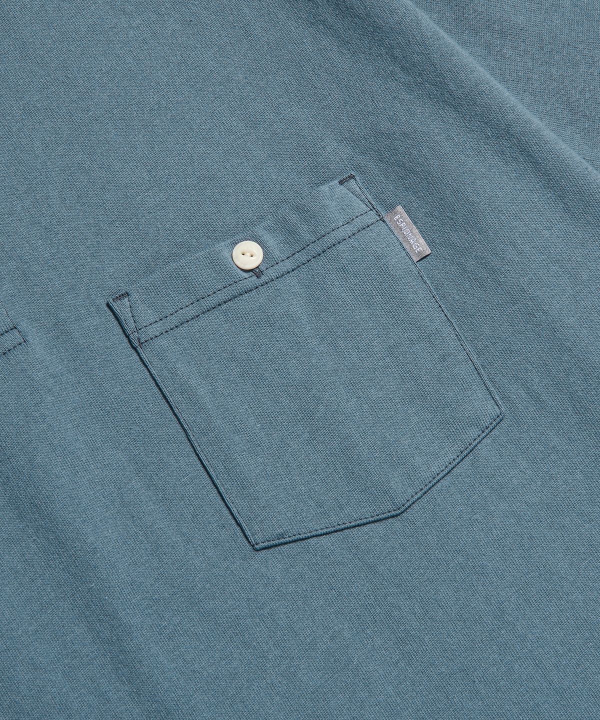 에스피오나지(ESPIONAGE) Wide Henley Pocket Tee Faded Blue