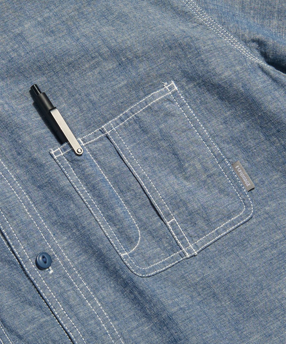 에스피오나지(ESPIONAGE) Chambray S/S Railroad Shirt Indigo