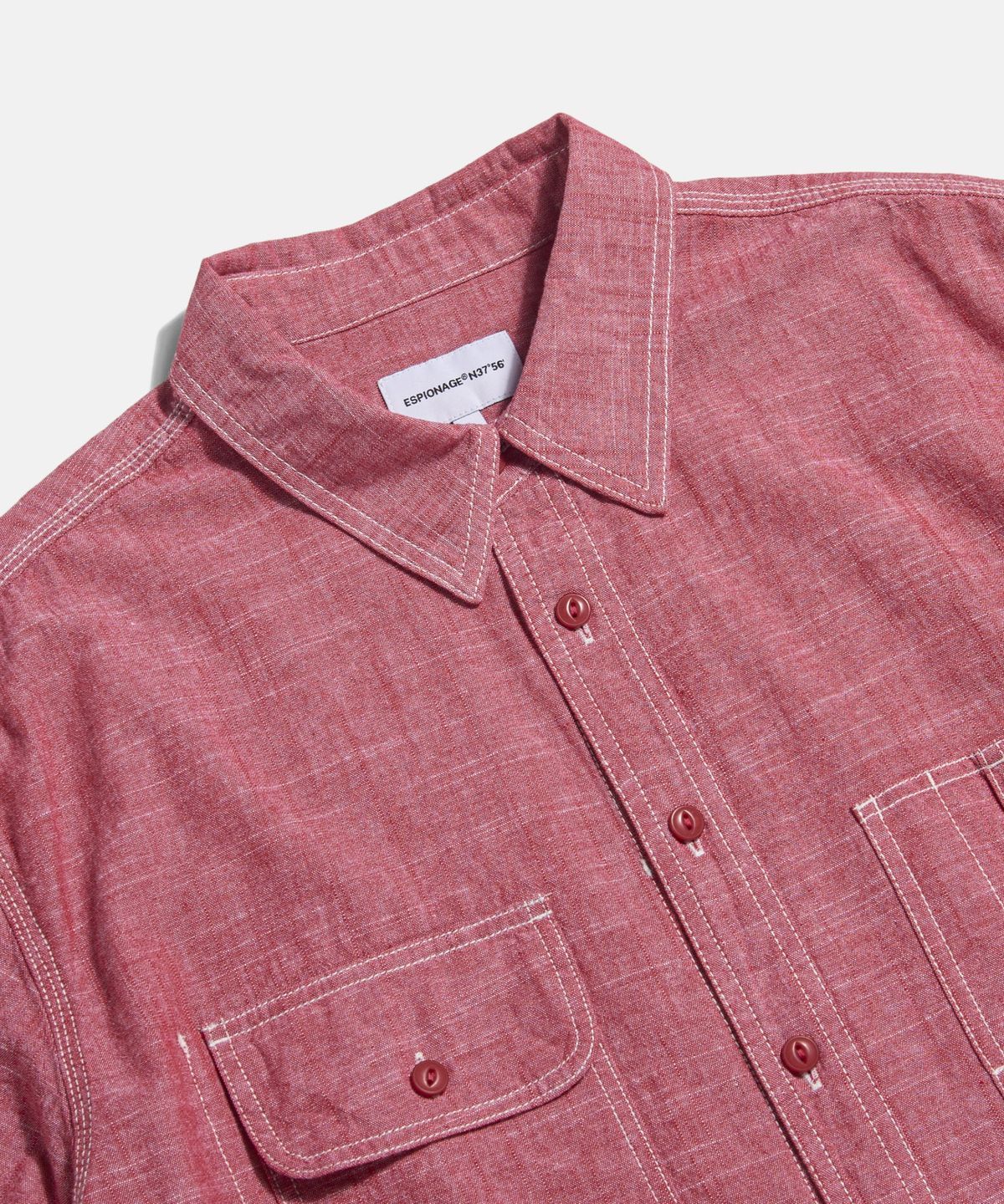 에스피오나지(ESPIONAGE) Chambray S/S Railroad Shirt Red