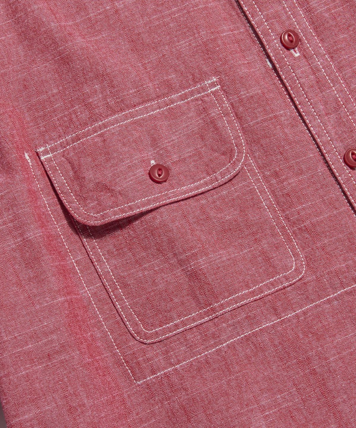 에스피오나지(ESPIONAGE) Chambray S/S Railroad Shirt Red