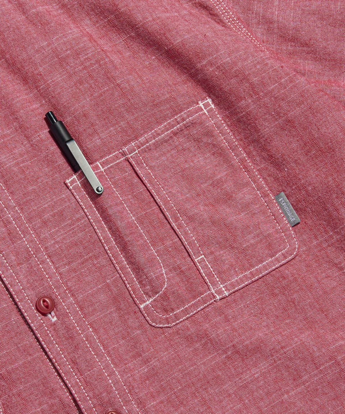 에스피오나지(ESPIONAGE) Chambray S/S Railroad Shirt Red