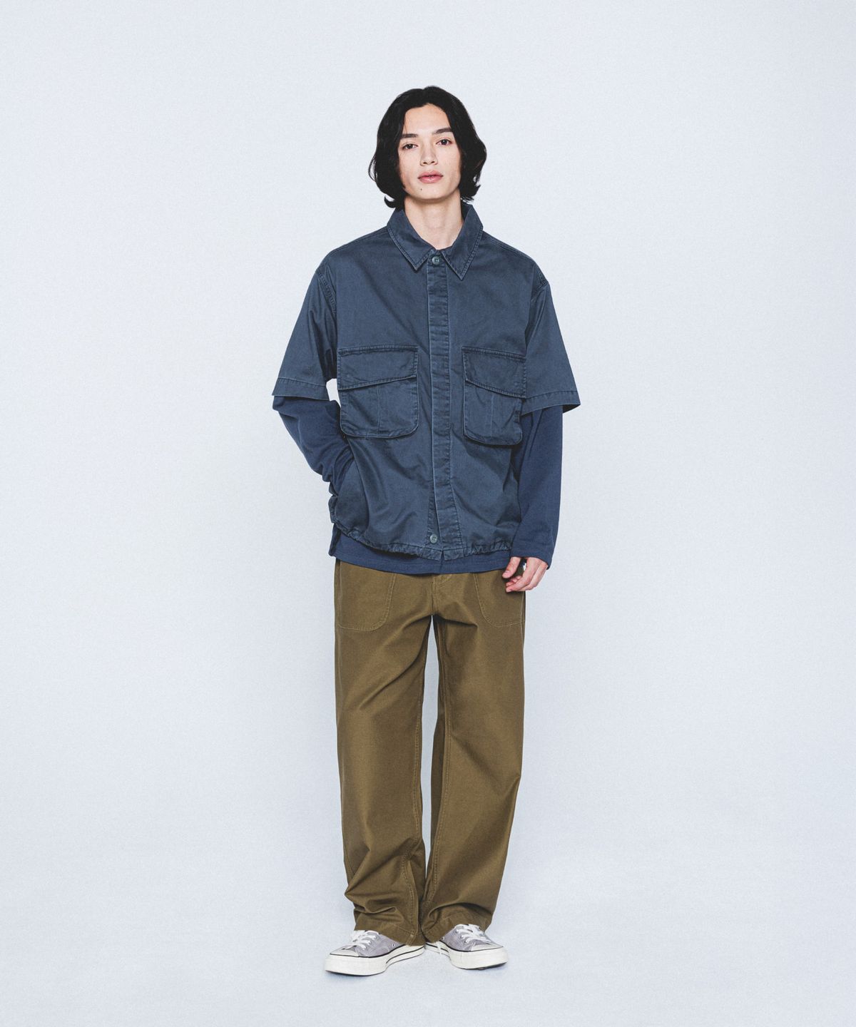 에스피오나지(ESPIONAGE) Jungle Fatigue S/S Outer Shirt Steel Grey