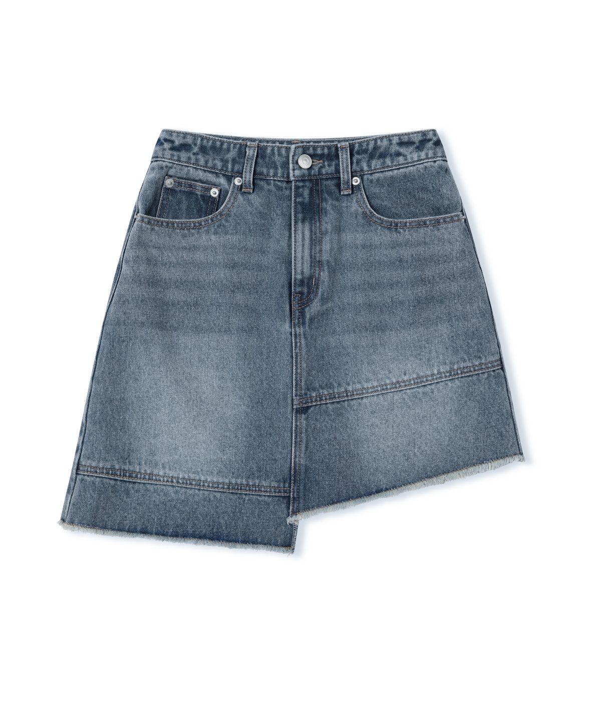 레더리(LEATHERY) 디바이드 데님 미니 스커트 [LIGHT BLUE]
