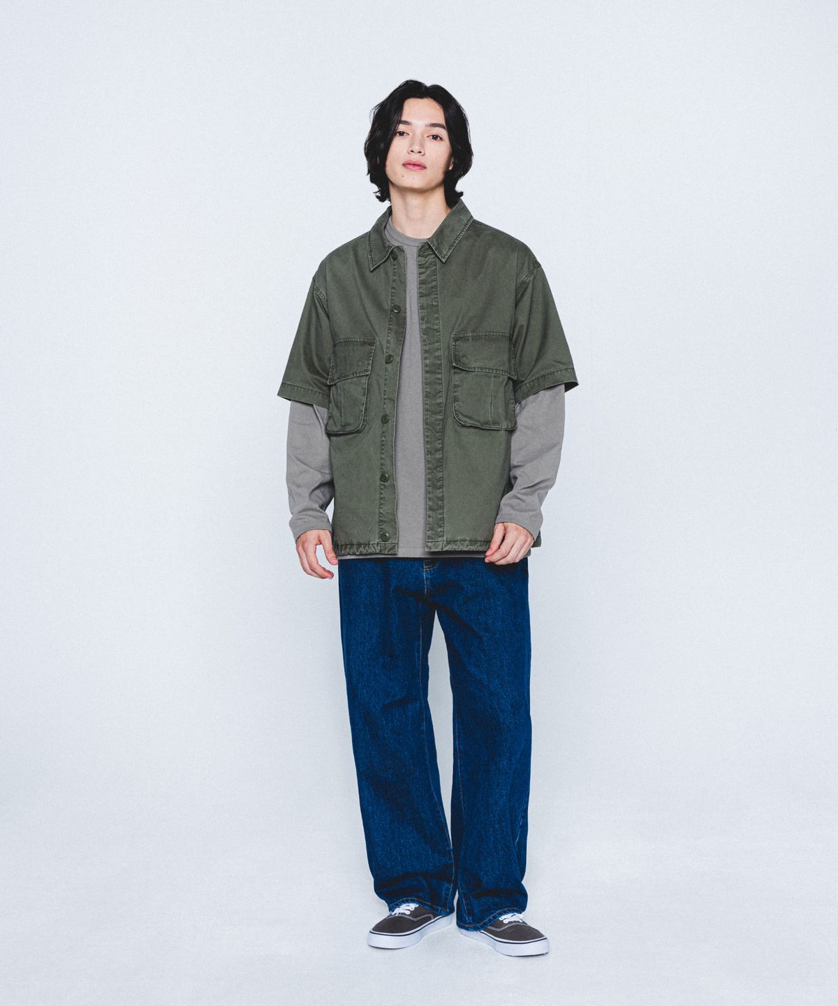 에스피오나지(ESPIONAGE) Jungle Fatigue S/S Outer Shirt Olive